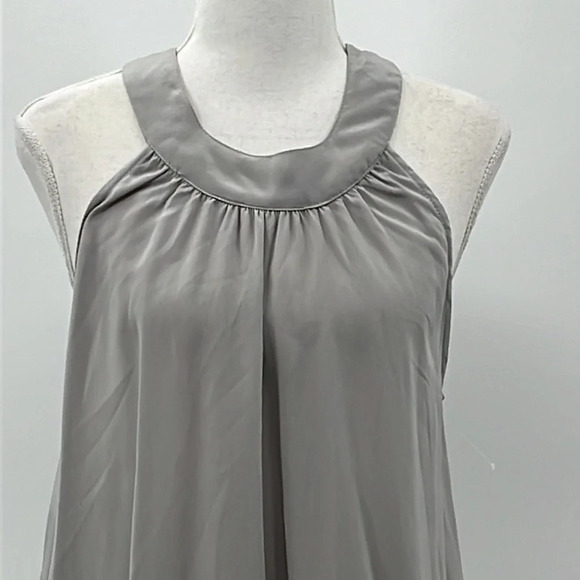 Sarah Stewart Silk Halter Neckline Tunic Length Blouse in Pearl Gray - Medium - Picture 2 of 8